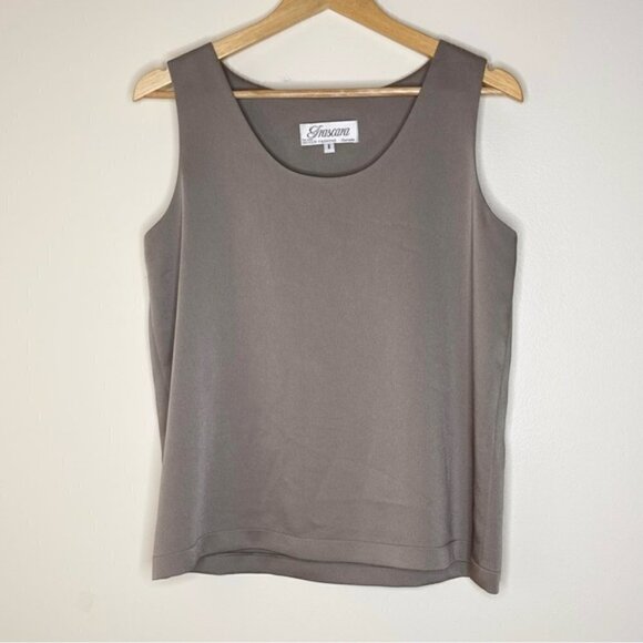 Frascara Vintage Tan Satin Relaxed Tank Top US 8 - Picture 3 of 6